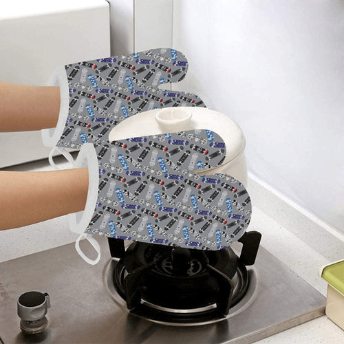 Skate Board Pattern Print Design 03 Heat Resistant Oven Mitts