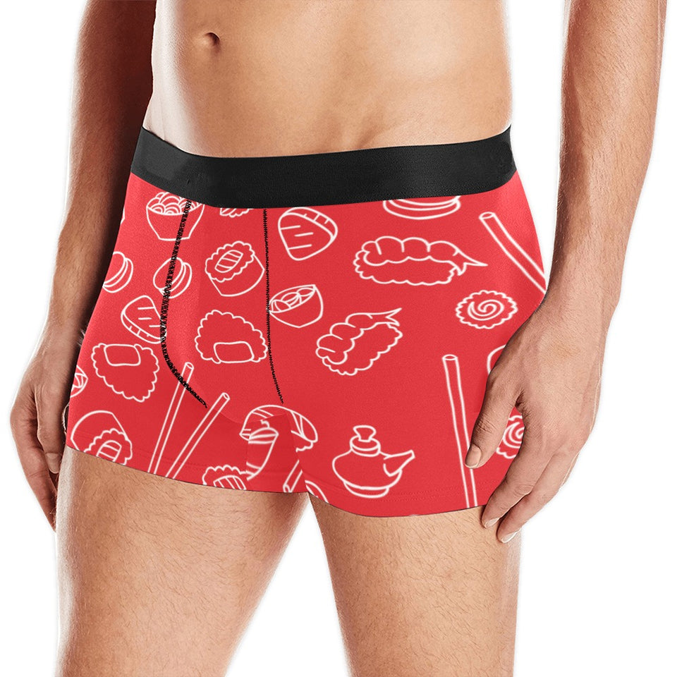 sushi pattern red background Men's All Over Print Boxer Briefs Men's Underwear