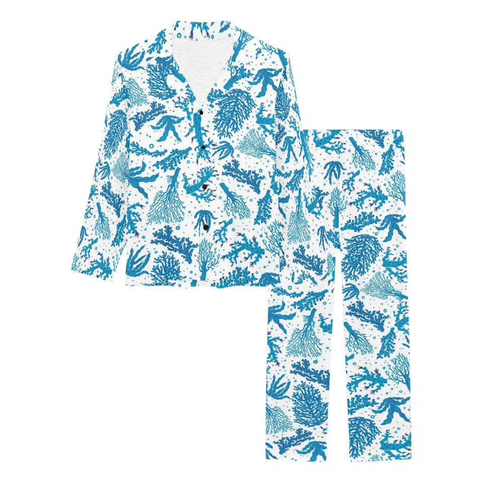 Coral Reef Pattern Print Design 01 Women's Long Pajama Set