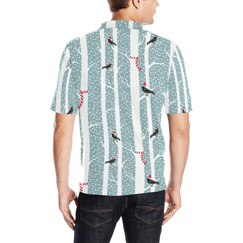 Crows christmas hat scarf Men's All Over Print Polo Shirt