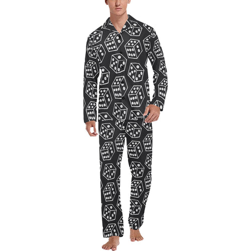 Dice Pattern Print Design 01 Men's Long Pajama Set