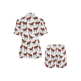 Horses running pattern background Women's V-Neck Short Pajama Set