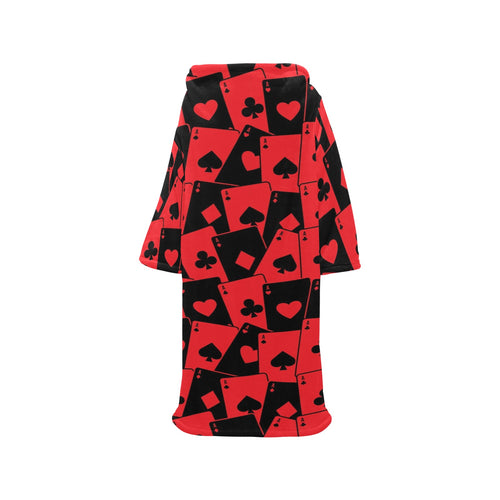 Casino Cards Suits Pattern Print Design 02 Blanket Robe with Sleeves