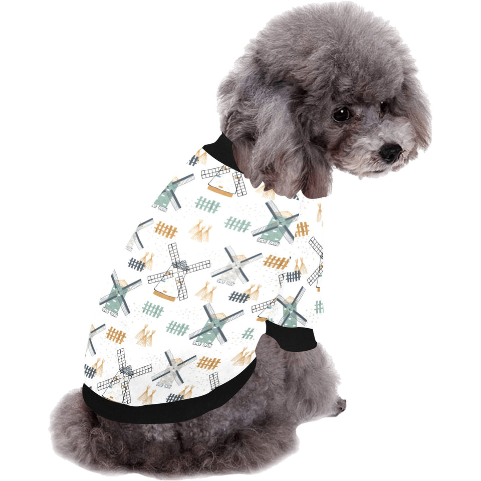 windmill pattern All Over Print Pet Dog Round Neck Fuzzy Shirt