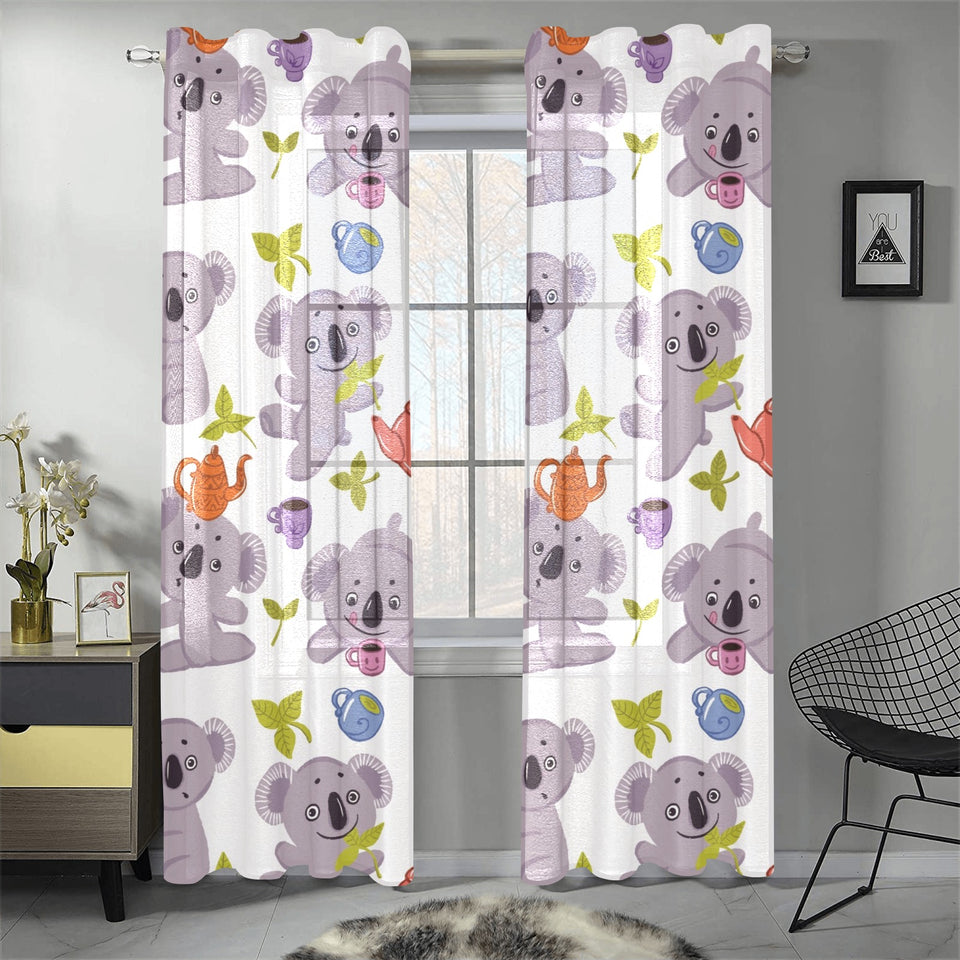 Cute koalas teapots tea Gauze Curtain