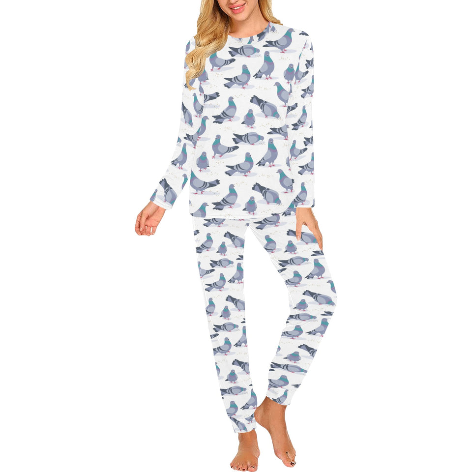 Pigeon Pattern Print Design 03 Women's All Over Print Pajama Set
