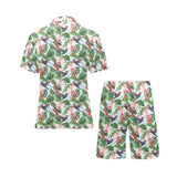 Hummingbird Pattern Print Design 05 Men's V-Neck Short Pajama Set