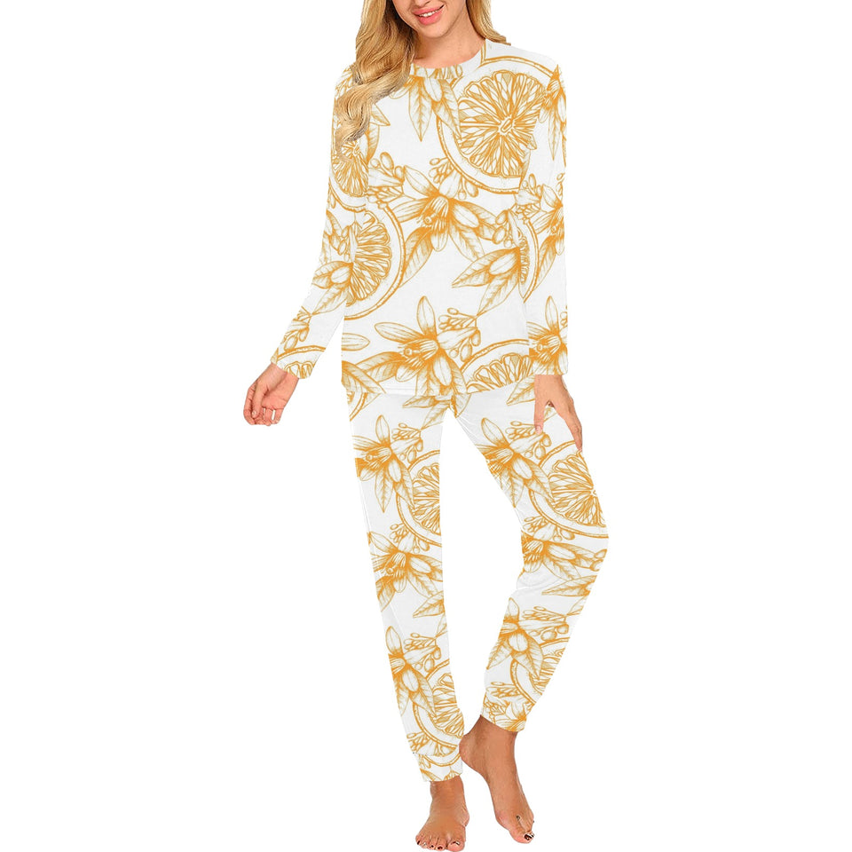 hand drawn orange fruit pattern Women's All Over Print Pajama Set