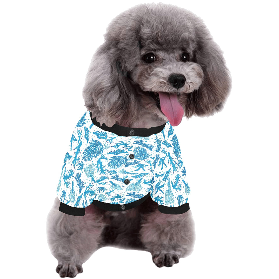 Coral Reef Pattern Print Design 01 All Over Print Pet Dog Round Neck Fuzzy Shirt