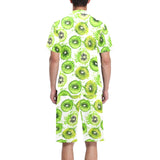 Watercolor kiwi pattern Men's V-Neck Short Pajama Set