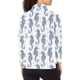 Seahorse pattern background Women's Long Sleeve Polo Shirt