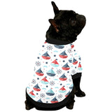 Cute color paper sailboat pattern All Over Print Pet Dog Round Neck Fuzzy Shirt