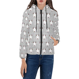 Bull Terrier Pattern Print Design 05 Women's Padded Hooded Jacket