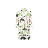 Cute dinosaurs pattern Men's Long Sleeve Belted Night Robe