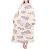 Cakes pies tarts muffins and eclairs purple bluebe Blanket Robe with Sleeves