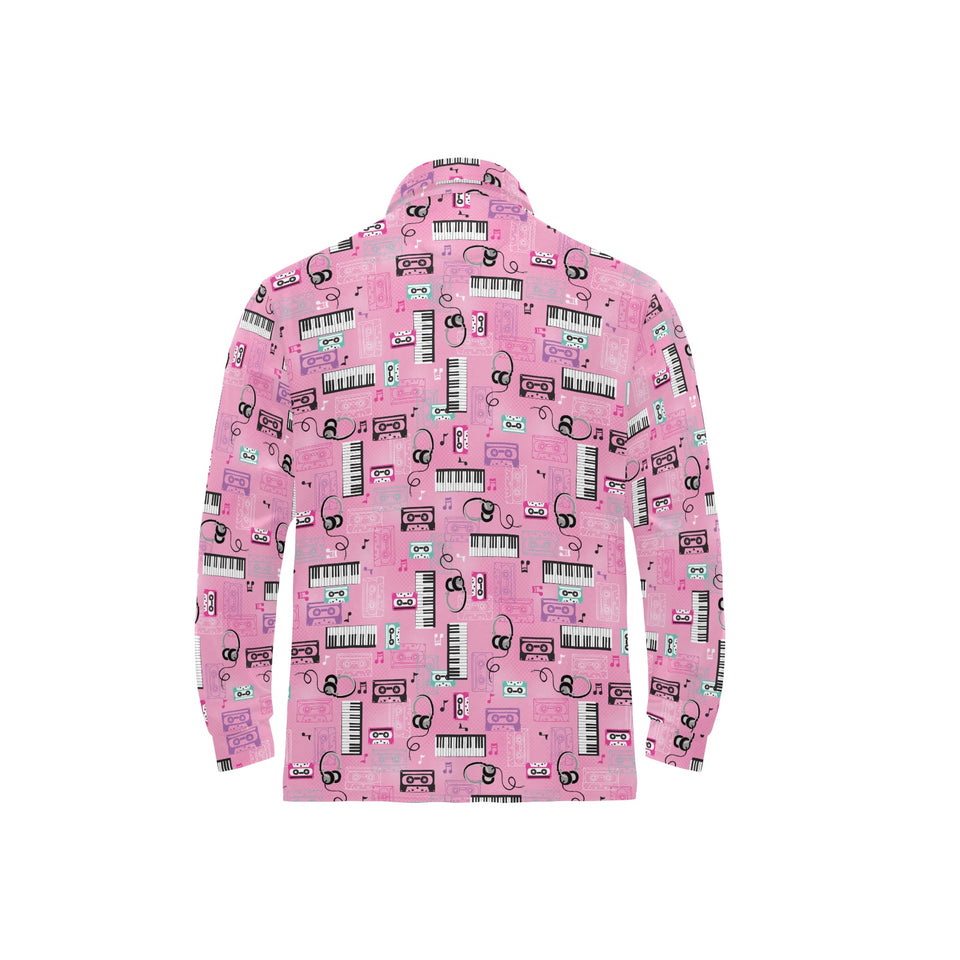 Piano Pattern Print Design 01 Men's Long Sleeve Polo Shirt