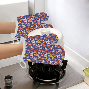 Goldfish Pattern Print Design 04 Heat Resistant Oven Mitts