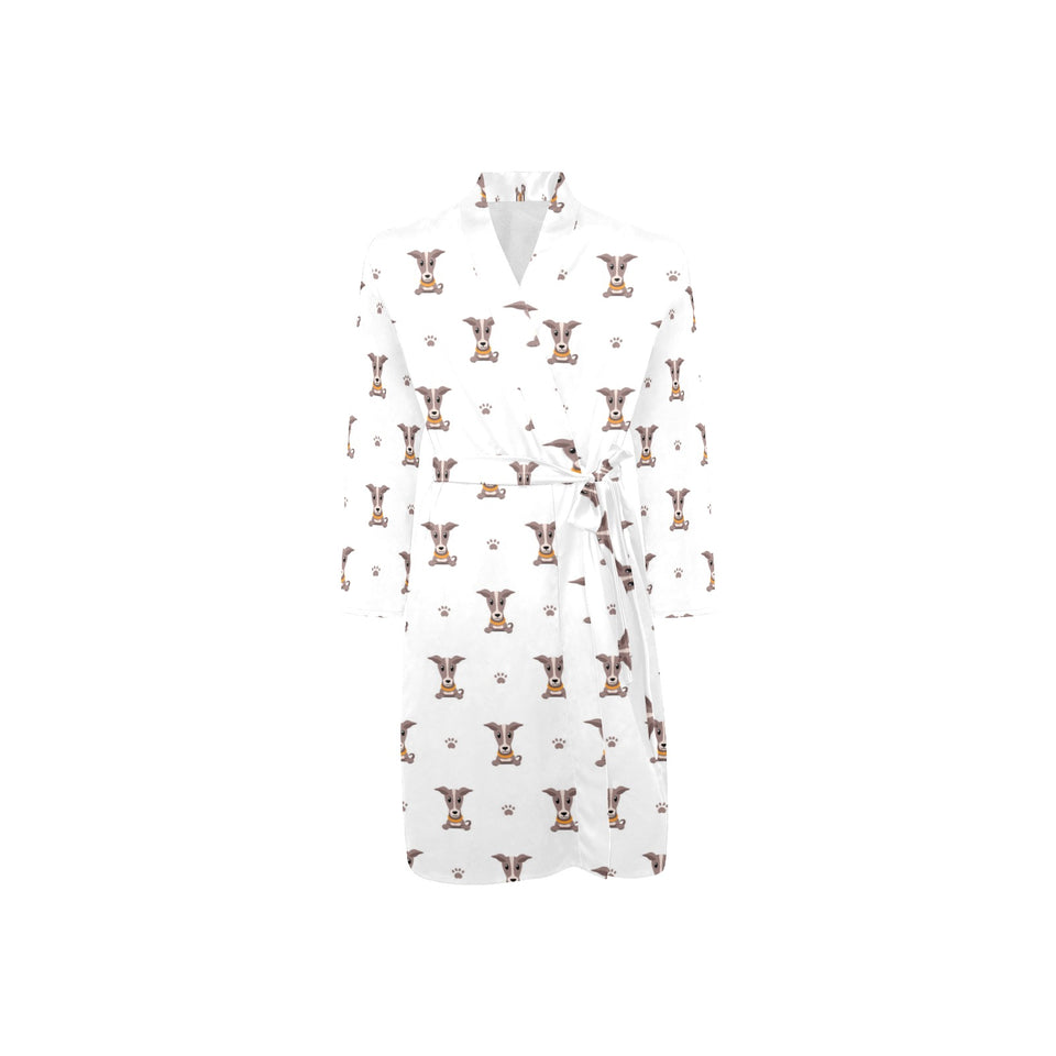 Greyhound Pattern Print Design 05 Men's Long Sleeve Belted Night Robe