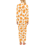 Orange Maple Leaf pattern Women's All Over Print Pajama Set