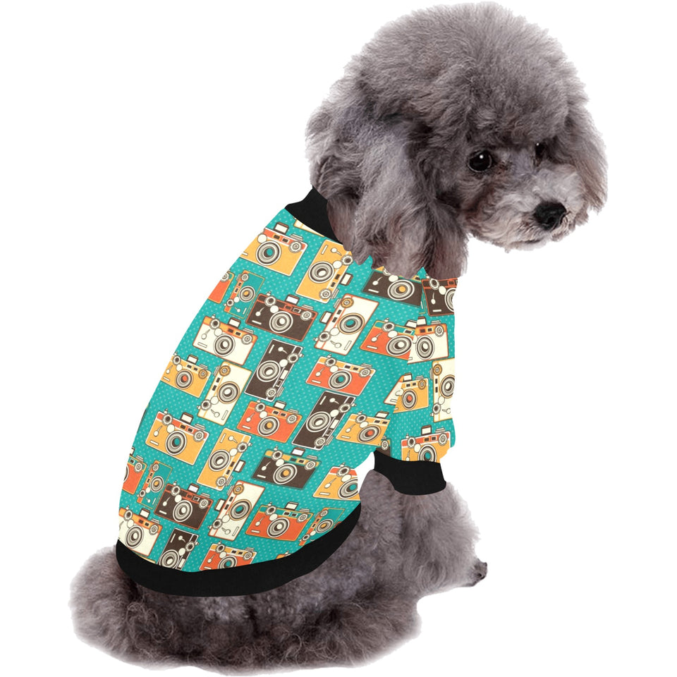 Camera Pattern Print Design 03 All Over Print Pet Dog Round Neck Fuzzy Shirt