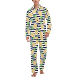 Pineapples pattern striped background Men's Long Pajama Set