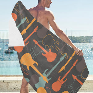 electric guitars pattern Beach Towel