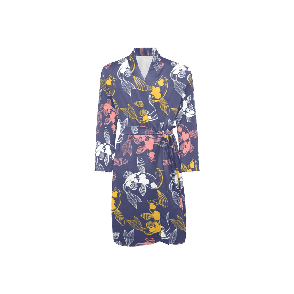 Koi Fish Carp Fish pattern Men's Long Sleeve Belted Night Robe