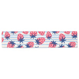 Strawberry pattern blue lines background Table Runner