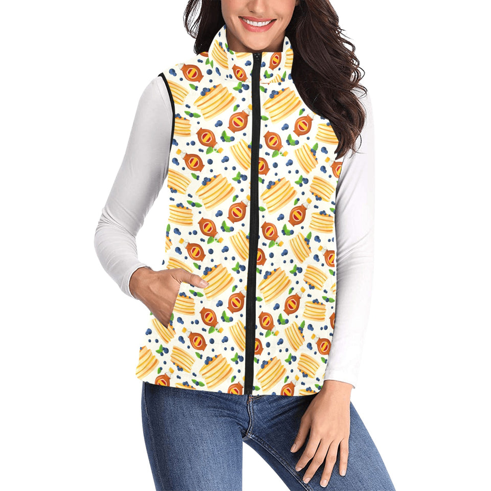 Pancake Pattern Print Design 02 Women's Padded Vest