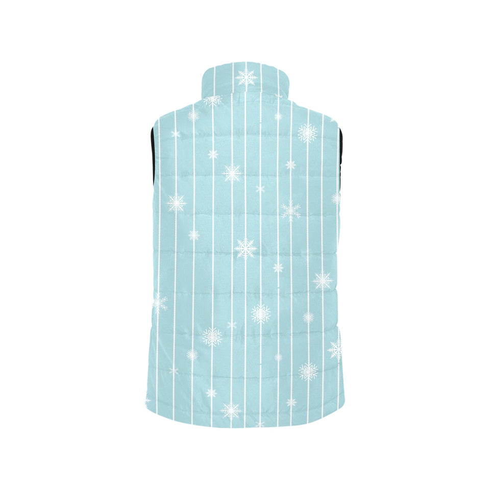 Snowflake pattern blue stripe background Women's Padded Vest