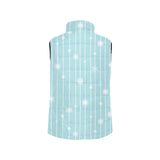 Snowflake pattern blue stripe background Women's Padded Vest