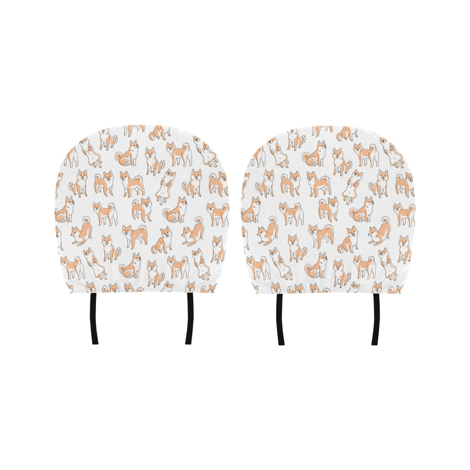 shiba inu dog pattern Car Headrest Cover