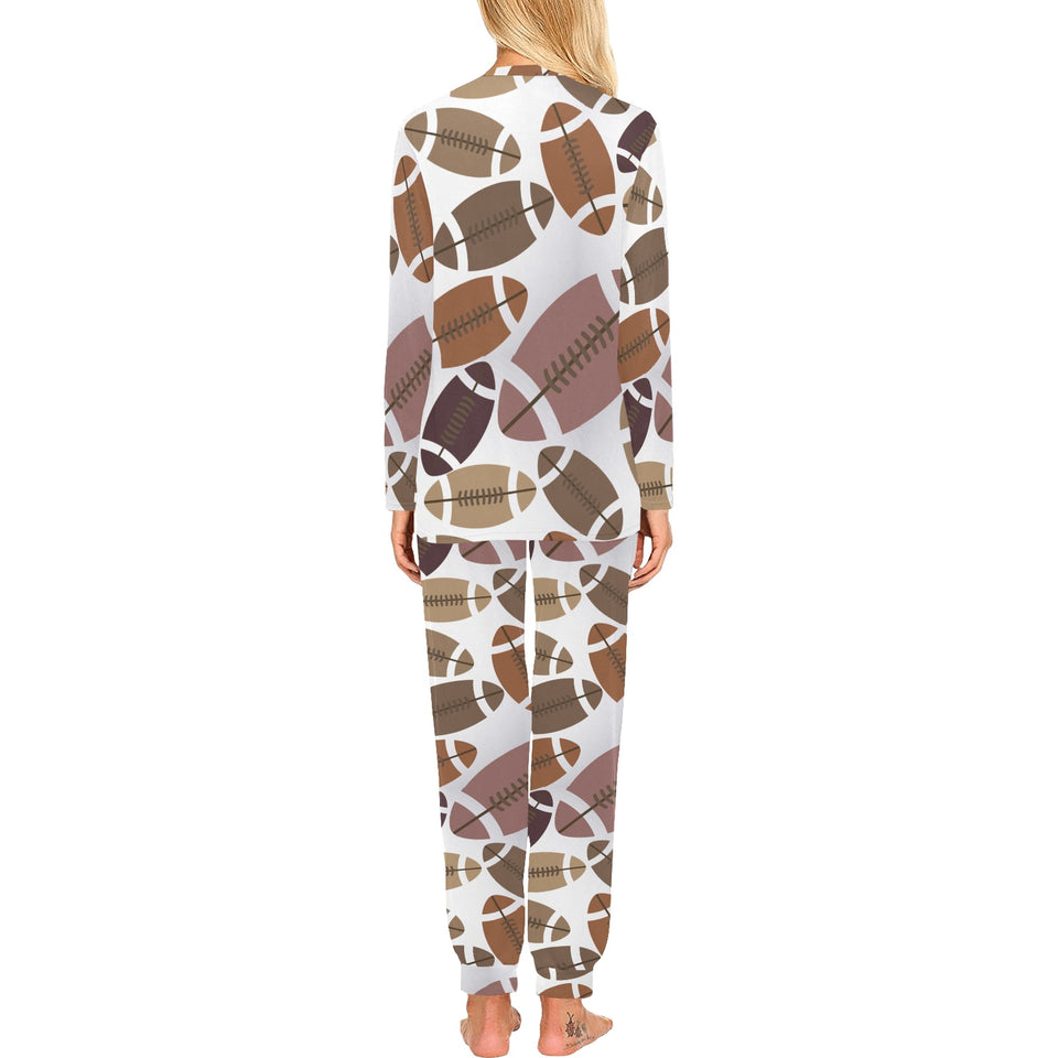 American football ball pattern Women's All Over Print Pajama Set