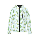 Durian pattern blue background Women's Padded Hooded Jacket