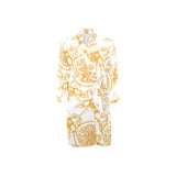 hand drawn orange fruit pattern Men's Long Sleeve Belted Night Robe