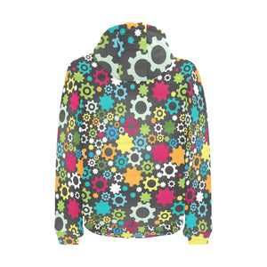 Gear Pattern Print Design 03 Men's Padded Hooded Jacket