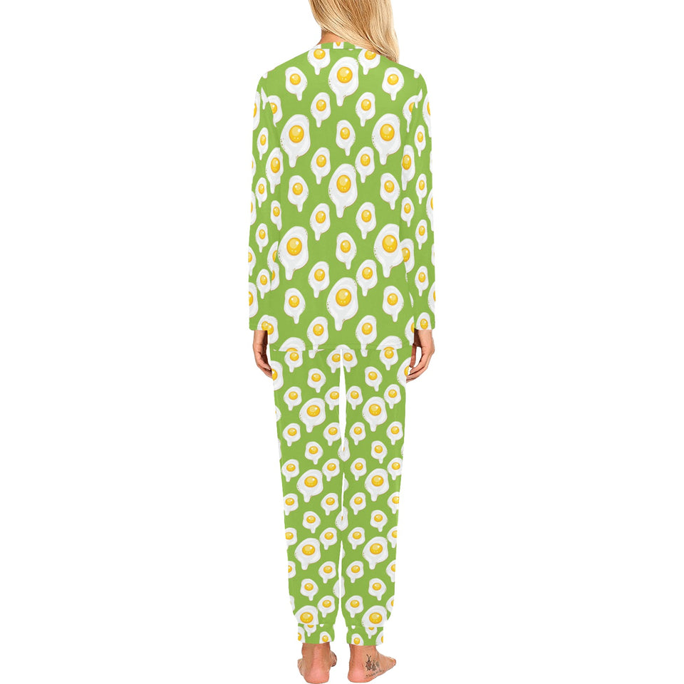 Fried Eggs Pattern Print Design 01 Women's All Over Print Pajama Set