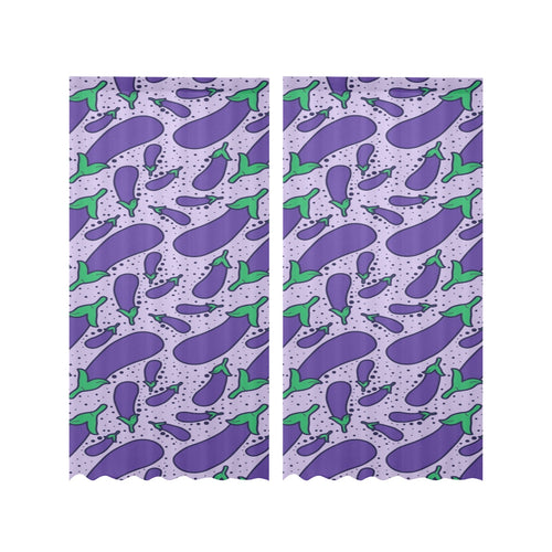 Eggplant Pattern Print Design 03 Gauze Curtain