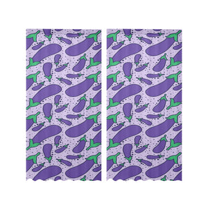 Eggplant Pattern Print Design 03 Gauze Curtain