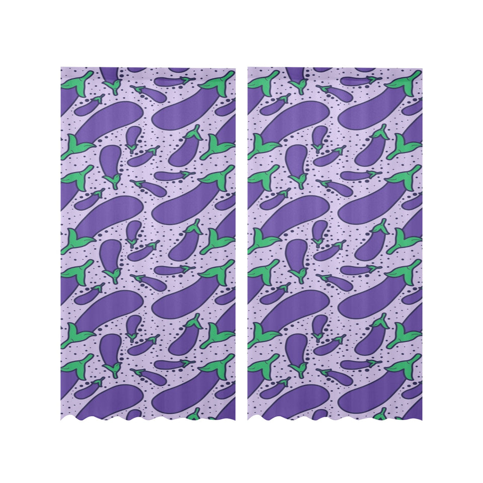 Eggplant Pattern Print Design 03 Gauze Curtain