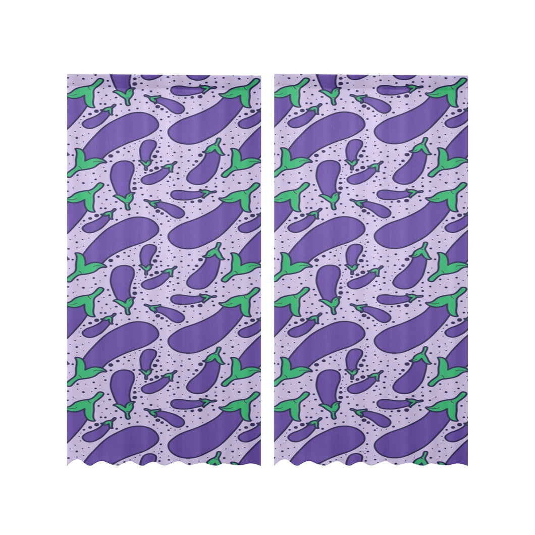 Eggplant Pattern Print Design 03 Gauze Curtain