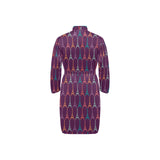 Eiffel Tower Pattern Print Design 05 Men's Long Sleeve Belted Night Robe