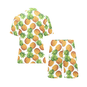 Pineapples design pattern Men's V-Neck Short Pajama Set