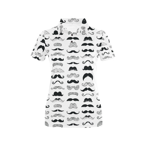 Mustache Beard Pattern Print Design 04 Women's All Over Print Polo Shirt