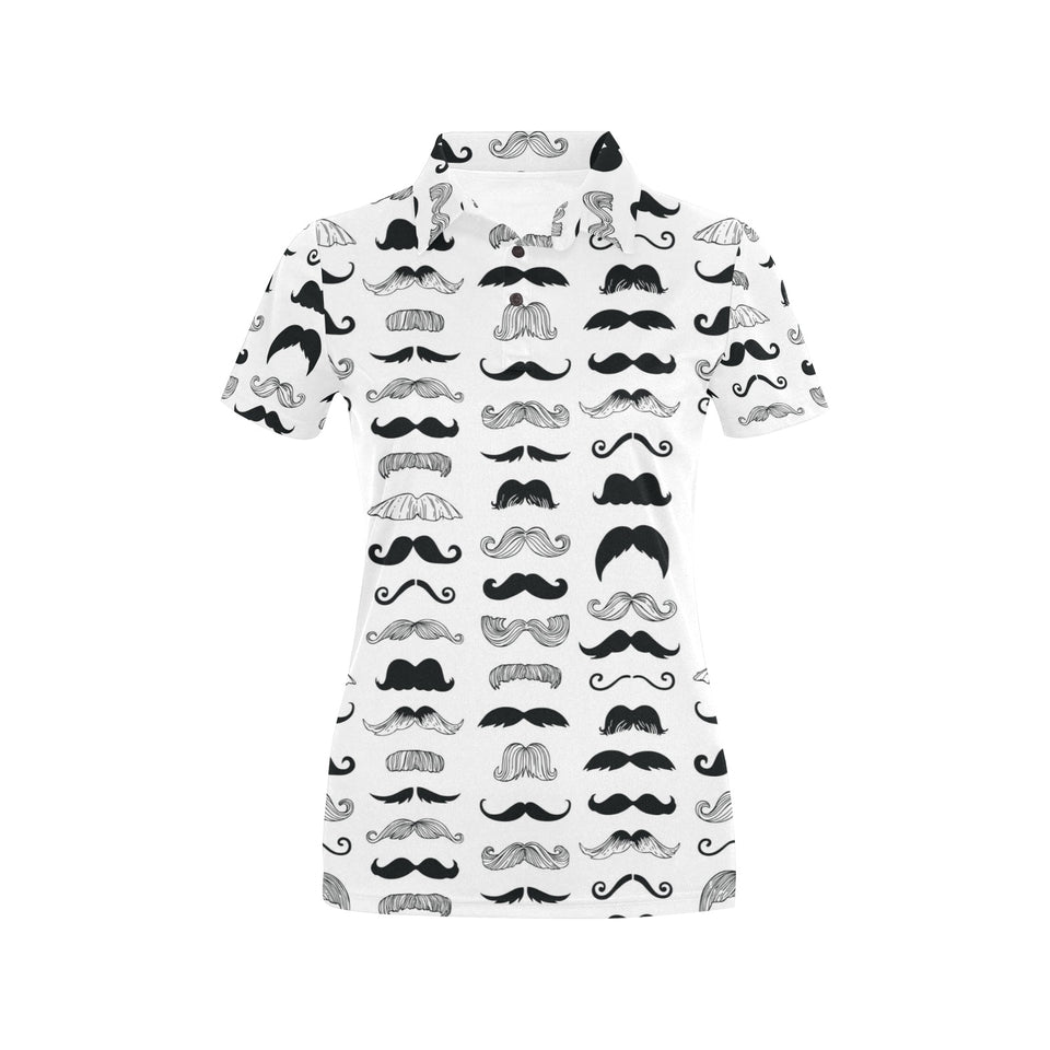 Mustache Beard Pattern Print Design 04 Women's All Over Print Polo Shirt