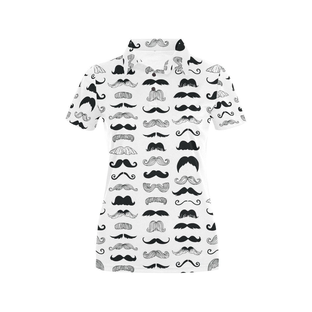 Mustache Beard Pattern Print Design 04 Women's All Over Print Polo Shirt
