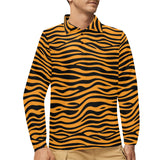 Bengal tigers skin print pattern background Men's Long Sleeve Polo Shirt