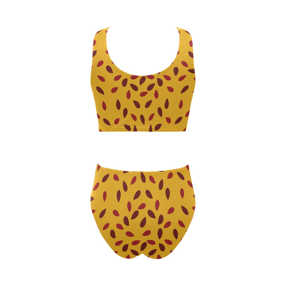 Passion fruit texture Chest Bowknot High Waisted Bikini Swimsuit