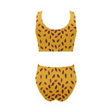 Passion fruit texture Chest Bowknot High Waisted Bikini Swimsuit