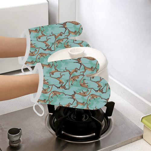 Monkey Palm tree background Heat Resistant Oven Mitts